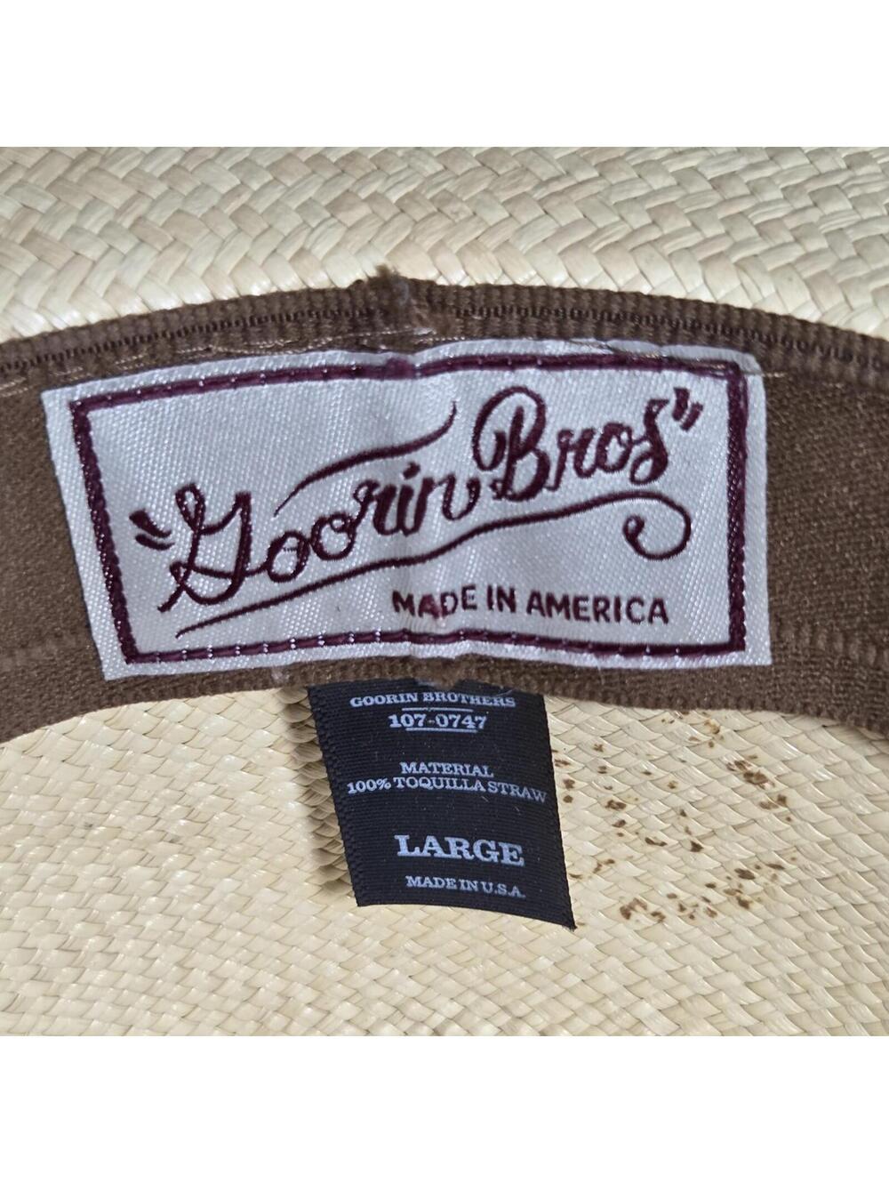 Rare Vintage Goorin Bros Straw Flat Top Sun Boater Hat Beige Size L Kai Kai ? - Picture 8 of 14